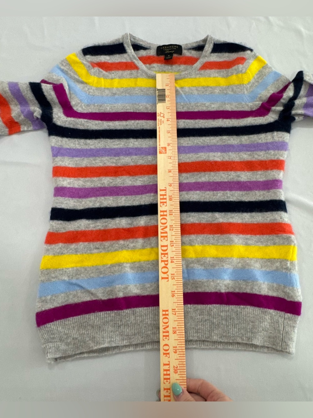 Charter Club Luxury 100% Cashmere Striped Sweater sz M - Picture 5 of 6